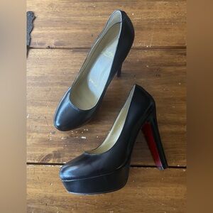 Christian louboutin bibi platform heels black leather size 40